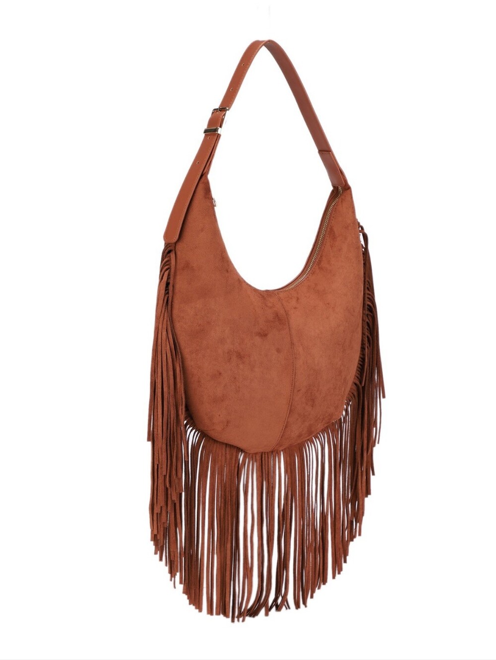 Suede Fringe Hobo Bag